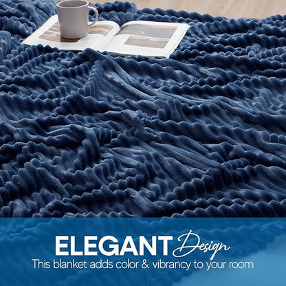Nestl Blue Throw Blanket for Couch - Cozy Warm Fuzzy Blankets for Women, Plush Small Fleece Throws for Girls - Navy Blue, 50 x 60 Inches
