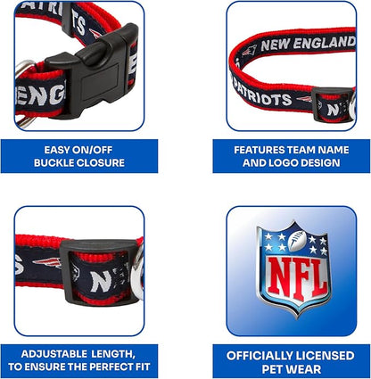 Pets First NFL New England Patriots Licensed PET COLLAR, Medium - Heavy-Duty, Strong, and Durable Dog Collar. Available in 31 Football Teams and 4 Sizes