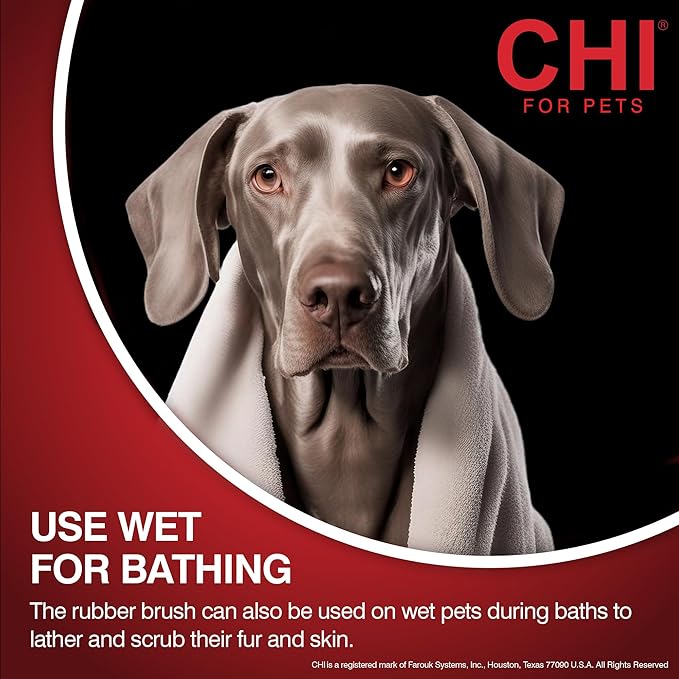 CHI for Dogs Detangling Grooming Glove, Dual-Sided Pet Deshedding Mitt for Wet or Dry Use, Dog Hair Remover and Massage Brush, Coated Pin Tips, Adjustable Strap, One Size Fits All