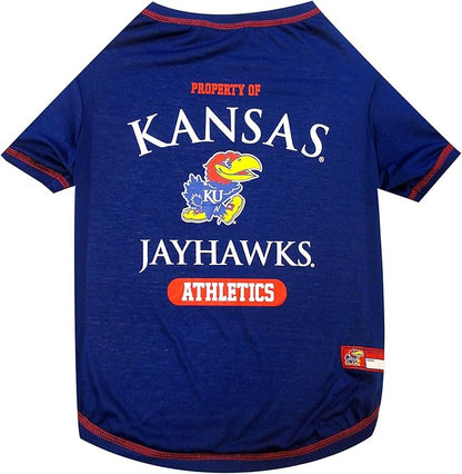 Pets First Collegiate Kansas Jayhawks Dog T-Shirt, X-Large. - Licensed Shirt for Pets Team Colored with Team Logos.- Premium Stretchable Materials for The Comfrot of Your Dog & Cat.