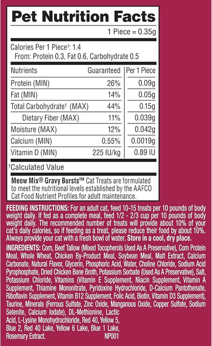 Meow Mix Gravy Bursts Chicken Flavored Cat Treats, 6.3 Oz. Bag (Pack of 5)