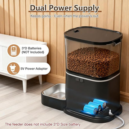 Automatic Cat Feeder with Camera, 5G WiFi Smart Pet Feeder with 2-Way Video/Audio, 45° Adjustable Angle, Night Vision, 5L Cat Food Dispenser for Cats & Small Dogs with APP Control for Vacation & Work