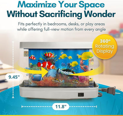 Linda's Essentials Fake Fish Tank Frutiger Aero Fish Lamp - Fake Aquarium Decorative Lamp, Artificial Fish Tank with Moving Fishes, Artificial Baby Aquarium Toy Night Light, Plug in Moving Lamp