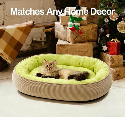 Plush Cat Bed, Cat Beds for Indoor Cats and Small Dogs, Large Soft Calming Kitten Bed, Self-Warming Cat Bed Caves, Cozy Pod for Indoor Kitten or Small Dogs, Kitty Bed With Non-Slip Bottom, Washable