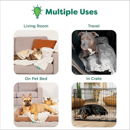 FurHaven Waterproof Dog Blanket – Birch Faux Fur & Suede Calming Throw for Pets, Washable – Taupe, XL