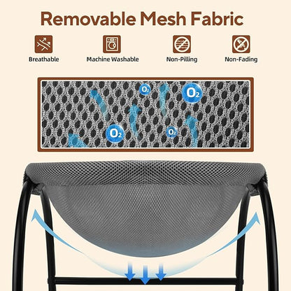 LIFLIX Raised Cat Hammock Bed, Free Standing Cat Cot with Washable Mesh, Pet Bed for for Kittens, 17.1 x 17 x 9.5 inches