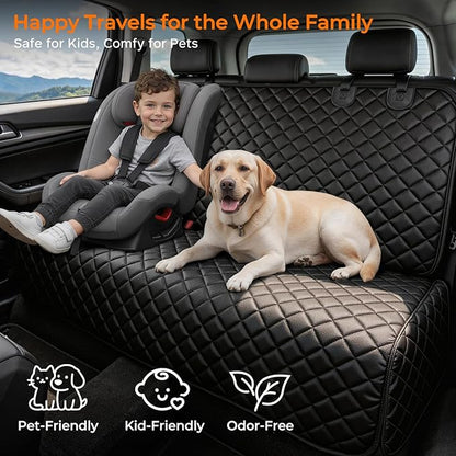 URPOWER Dog Car Seat Cover for Back Seat - Waterproof Non-Slip Car Seat Protector for Dogs Pet, Scratchproof Back Bench Seat Covers for Full-Size SUVs & Pickup Trucks, Black