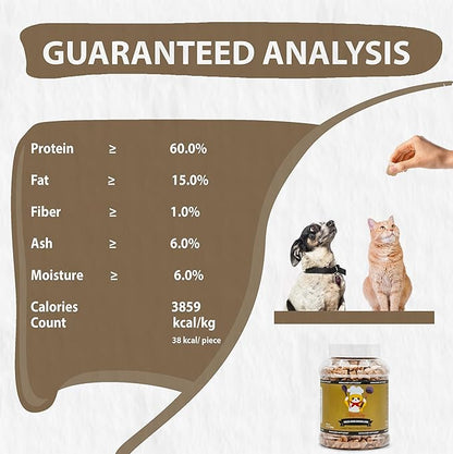 Chicken Liver Dog Treats | Freeze Dried Liver Treats for Dogs, 100% Human Grade, Single Ingredient | Grain-Free Kitten Treats, High Protein | No Additives or Preservatives | Tested in USA | 1.7 oz