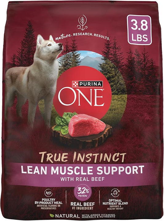 Purina One True Instinct Lean Muscle Support With Real Beef Natural With Added Vitamins, Minerals and Nutrients High Protein Dog Food - 3.8 lb. Bag
