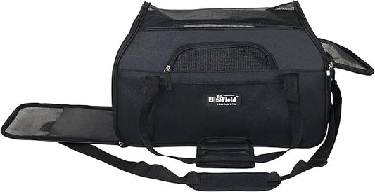 EliteField Soft Sided Pet Carrier (3 Year Warranty, Airline Approved), Multiple Sizes and Colors Available (Large: 19" L x 10" W x 13" H, Black)