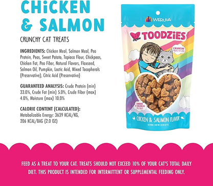 Weruva BFF Toodzies, Chicken and Salmon Crunchy Cat Treats, 2oz Bag