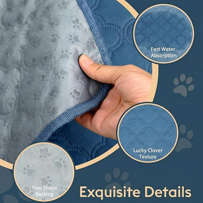 FunFurry Washable Pee Pads for Dogs - 1 Pack Reusable Pee Pads，Waterproof Puppy Pads，Pet Training Pads，Super Absorbent with Dog Paw Shape Non-Slip Backing (Blue, 48" X 65" - 1 Pack)