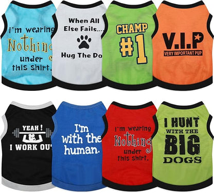 8 Pieces Dog Shirts Boy Funny Printed Puppy Clothes Summer Male Soft Dog Clothes Breathable Pet T Shirts Outfits Puppy Clothing Fit for Small and Medium Dogs(Medium)