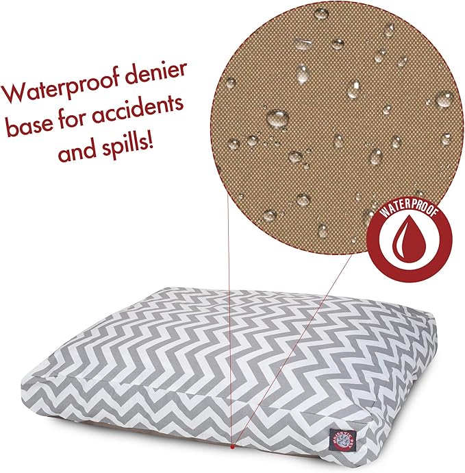 Majestic Pet Chevron Rectangle Dog Bed Washable – Non Slip Comfy Pet Bed – Crate Bed with Removable Washable Cover – Kennel Bed for Sleeping, Polyester Fiber, Large, Gray