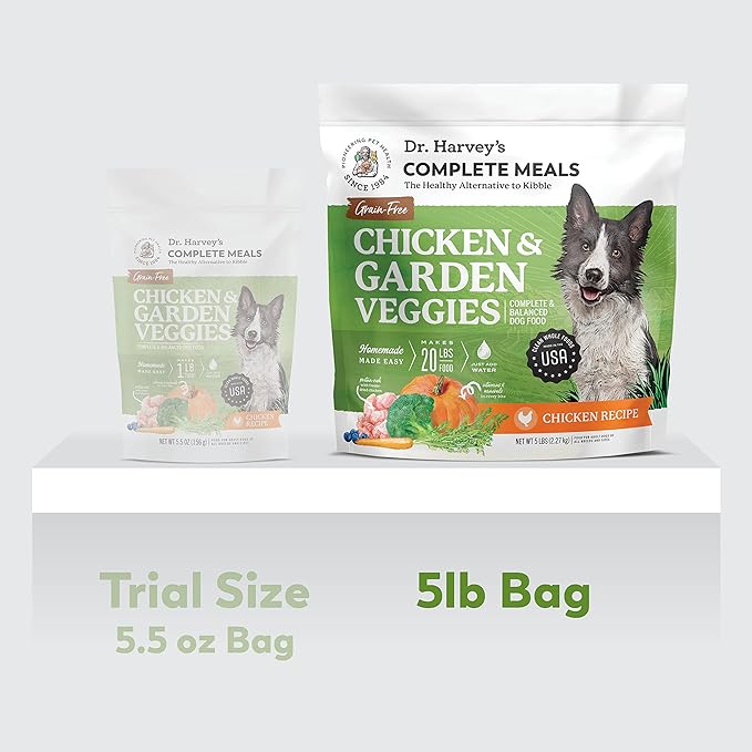 Dr. Harvey's Chicken & Garden Veggies Dog Food, Grain-Free Dehydrated Food for Dogs with Freeze-Dried Chicken (5 Pounds)