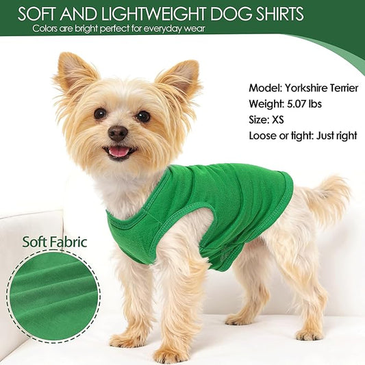 2 Pack Dog Shirts for Small Dogs Girl Boy Camouflage Puppy Clothes Pet T Shirts Dog Clothes for Small Dogs Cats Apparel (Green Camouflage + Solid Color, Small)