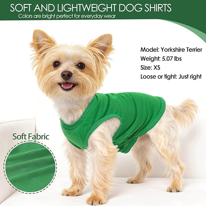 2 Pack Dog Clothes for Small Dogs Boy Girl Summer Camo Puppy Clothes Pet Tshirt Dog Shirts for Small Dogs Cats Apparel Tank Top, for Chihuahuas Yorkies Toy Poodle, Green Camouflage + Solid (XS)