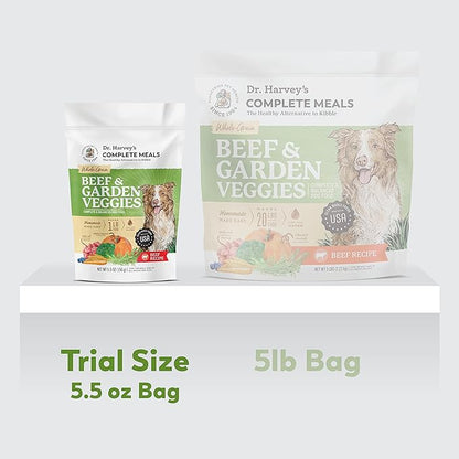 Dr. Harvey's Beef & Garden Veggies Dog Food, Whole-Grain Dehydrated Dog Food with Freeze-Dried Beef (5.5 Ounces, Trial Size)
