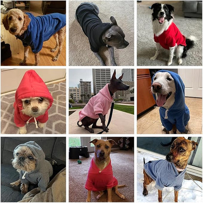 KOOLTAIL Dog Hoodie for Large Medium Small Dogs,Soft and Warm Pet Sweater with Leash Hole and Pocket Boy Girl,Puppy Fall Winter Jacket Clothes,French Pitbull Cold Weather Coat Sweatshirt,Red XL