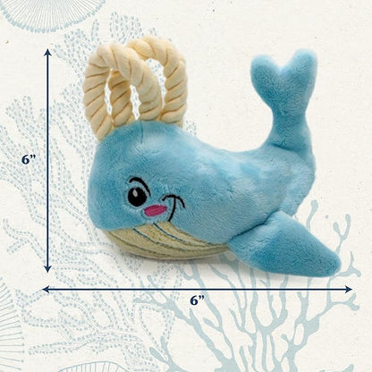 Dog Toys | Plush Whale Stuffed Animal with Rope for Dogs | Eco Friendly Toy - Easy to Clean and Made from Non Toxic Materials