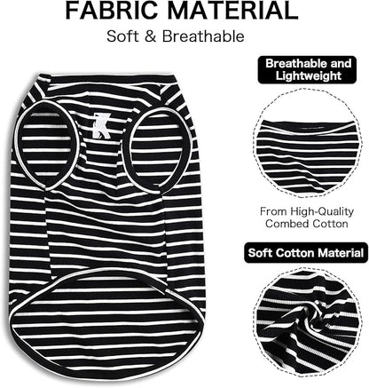Koneseve Dog Shirt Vest Lightweight Stretchy Dog T-Shirt Soft Cool Shirts Sleeveless Stripe Vests Breathable Clothes for Puppy Kitty Cats Small Medium Large Dogs 2 Pack Black + Grey [XL/Extra Large]