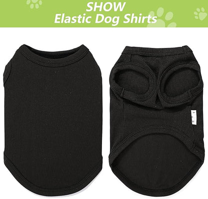 2 Pack Dog Clothes for Small Dogs Summer Dog Shirt Vest Girl Boy Lightweight Puppy T-Shirts Blank Soft and Cool Pet Clothing Sleeveless Medium Large Dog Outfit (Black+Avocado Green, Small)