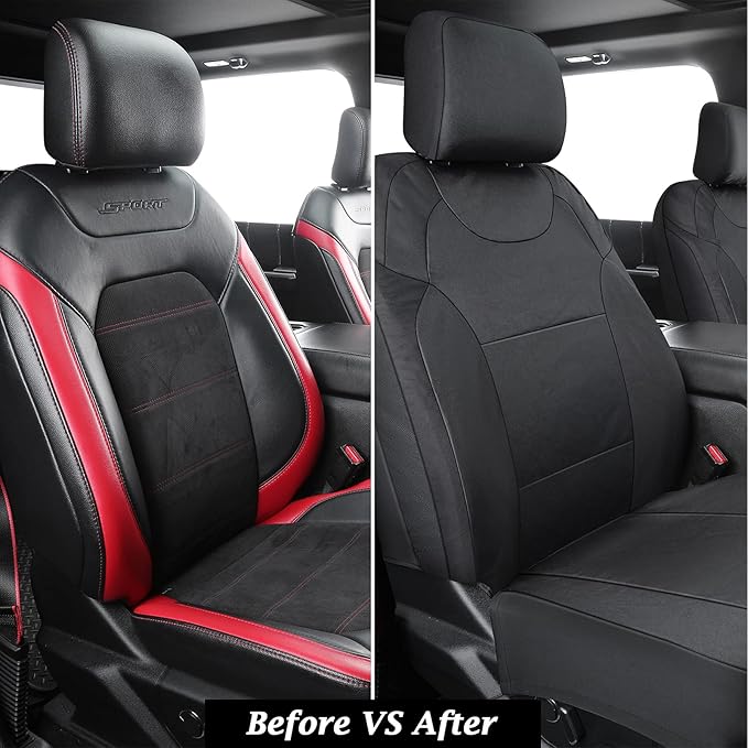 Coverado Front Seat Covers, Waterproof Oxford Seat Protector for Car Seat Cushions for Kids & Dogs, Compatible with 2015-2026 Ford F150 & 2017-2026 Ford F250 F350 F450 (Black, 2PCS)