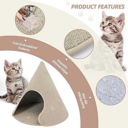 BEQHAUSE Cat Beds for Indoor Cats, Cat Cave Bed with Non-Slip Bottom, Anti-Scratch Cat House Cat Tent for Kittens and Small Dogs, Foldable Kitten Hideaway Machine Washable,22.8 * 22.8 * 20.8in, Beige
