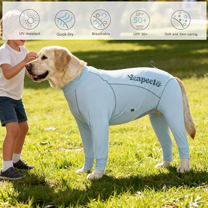 Dog Sun Protection Cooling Suit UPF 50+, Quick-Dry Breathable Jumpsuit for Large & Medium Dogs, Outdoor Dirt-Resistant Shedding Control Pet Apparel (Ice Blue, 7X-Large)