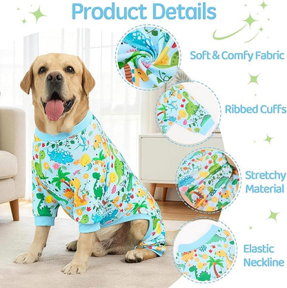 XPUDAC 4 Pack Dog Pajamas Soft Strechy Summer Doggie Clothes for Medium Large Dogs Boy Girl Dog Onesie Cat Apparel, 4XL