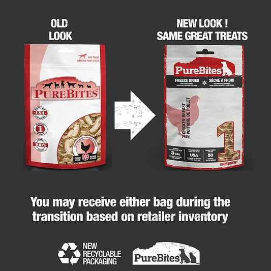 PureBites Chicken Freeze Dried Dog Treats, 1 Ingredient, Made in USA, 28 Ounces (Pack of 1)