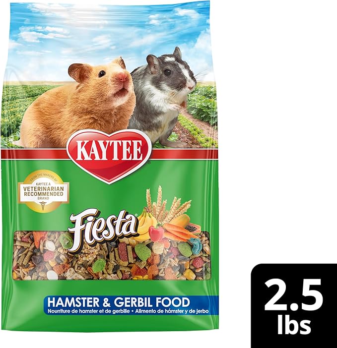 Kaytee Fiesta Hamster & Gerbil Food, Nutritious and Fun Blend, Supports Dental Health and Digestion, 2.5 pounds