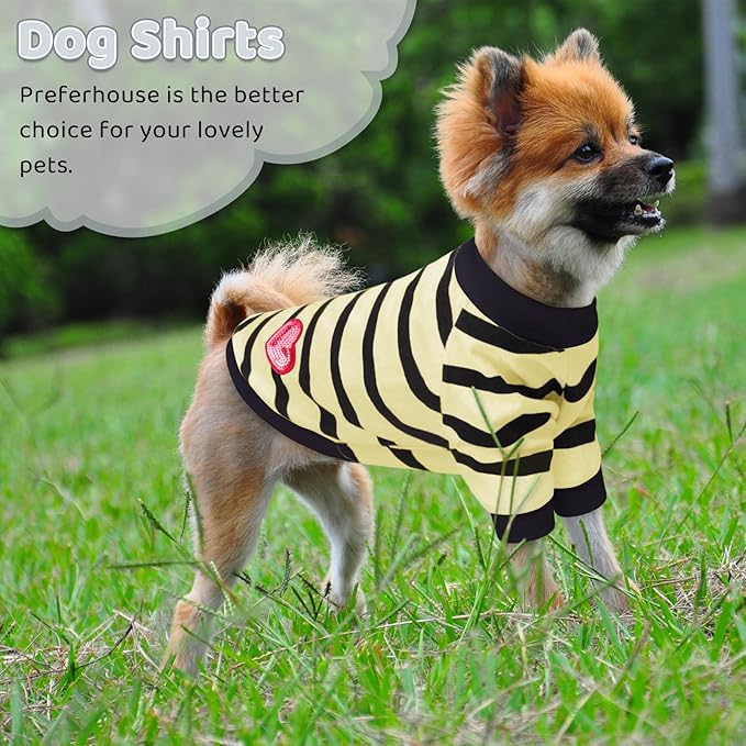 Dog Shirts for Small Dogs Cats, Dog Striped T-Shirts Dog Vest Pet Apparel Tee Shirts Spring Summer Suitable for Small and Medium Large Pets French Bulldog Bichon, Beige XS