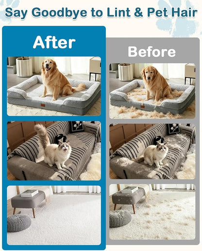 2 Pack Pet Hair Remover Glove for Cats & Dogs, Couch, Carpet, Car Seats | Washable Static 5-finger Mitt, Dog and Cat Hair Remover for Couch, Carpet, Furniture, Car Seats, Rugs and Pet Beds