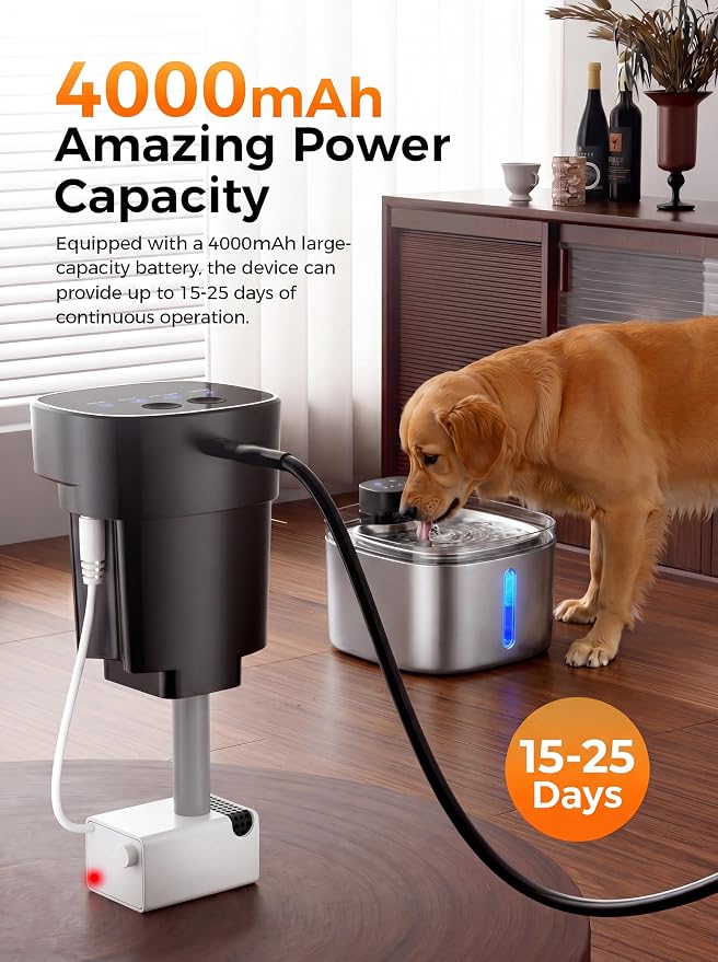 5L Smart Cat Dog Water Fountain, Stainless Wireless Dog Water Bowl | 5L wireless cat dog fountain for small dogs and multi-cat homes, sensor flow, quiet use, 4000mAh battery ,3 filter set