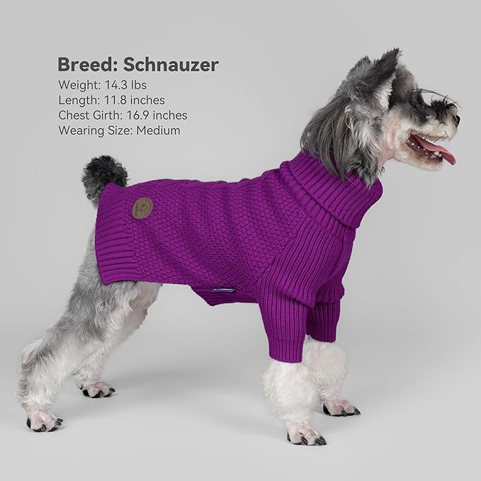 cyeollo Dog Sweater Pullover Turtleneck for Dogs, Classic Knitwear Fall Winter Cold Weather Dog Clothes Warm Pet Apparel Small Medium Large Dog Sweaters, Purple XL