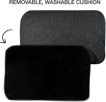 Pet Passion Mello- The Ultra Luxe Bolster Dog Bed with Removable Washable Pillow for All Pet Breeds, Charcoal Tweed, Medium