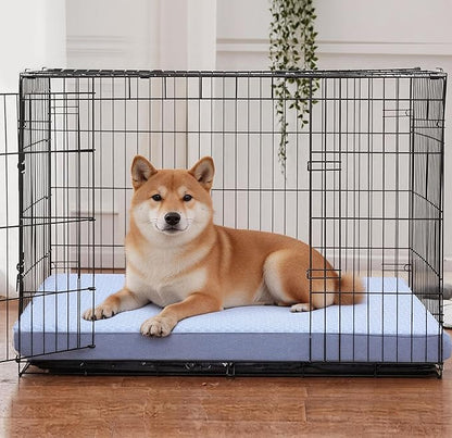Cooling Dog Bed for Large Dogs, Washable Memory Foam Dog Beds for Crate with Joint Relief, Waterproof Liner and Removable Cover (35’’x 22’’)