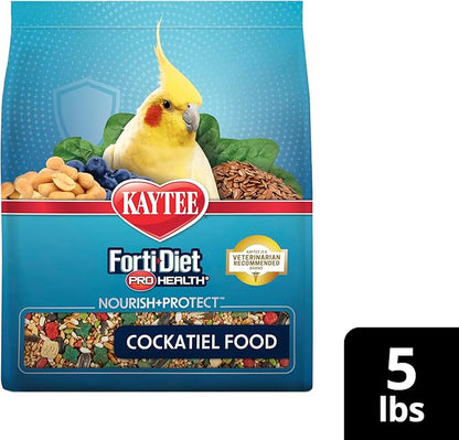 Kaytee Forti-Diet Pro Health Nourish+Protect Cockatiel Food, Comprehensive Nutrition Backed by Science, Digestive Health, Immune Support, 5 pounds