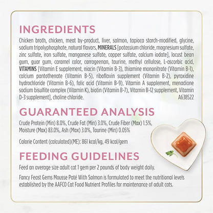 Fancy Feast Gems Pate Cat Food Mousse with Salmon and a Halo of Savory Gravy Cat Food - 4 oz. Boxes,(Pack of 16)