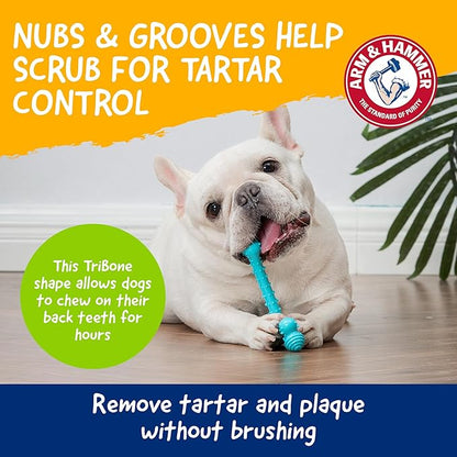 Arm & Hammer Nubbies T-Bone Dental Dog Chew Toy with Peanut Butter Flavor, Textured Chew Toy Designed to Help Clean Teeth and Support Oral Care for Dogs Up to 35 lbs - 24 Pack