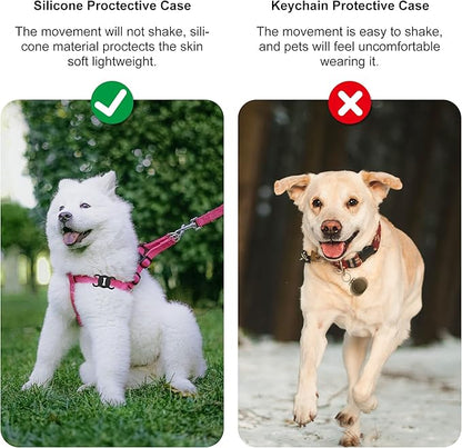 for Airtag Dog Collar Holder (1st & 2nd Generation) Air Tag Protective Cat Airtag Dog Collar, Silicone AirTags GPS Tracking Accessories, Air Tags with Bone Pattern (1 Pack(Black))