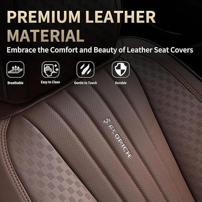 FLORICH Car Seat Covers, Premium Leatherette Car Seat Covers Front Seats, Waterproof Nappa Leather Seat Protectors, Breathable Car Seat Cushion for Most Sedans Cars SUV Trucks, Coffee