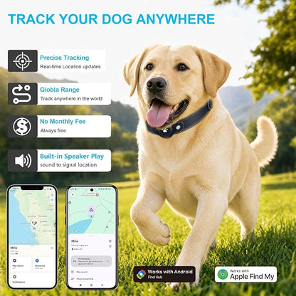 New GPS Tracker for Dogs: Smart Pet Collar with Real-Time Tracking,No Monthly Fee/Subscription (iOS & Android) Waterproof, Anti-Lost,365-Day Long Battery Life GPS Tracker Dog Collar(Tracker Included)