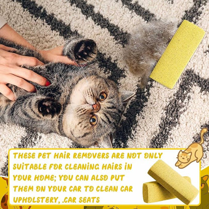 6 Pcs Abbyike Pet Hair Remover Rock Pumice Stone for Dog Cat Hair Pet Removal Cleaning Fur Removal Block Tool Scraper for Car, Carpet, Couch, Beding, Fufmiture Cleaning (5.3 x 2 x 1.4 Inch,Yellow)