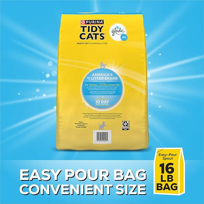 Purina Tidy Cats Clumping Multi Cat Litter, Glade Clear Springs - 16 lb. Bag (Pack of 2)