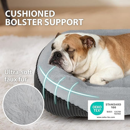 Washable Orthopedic Dog Bed - Soft Calming Pet Cuddler with Anti-Slip Bottom, Durable Plush Puppy Bed for Sleeping and Resting, Small(20"x19"x6")