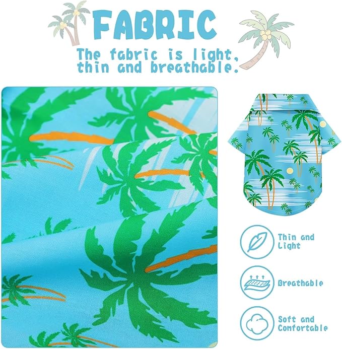Hawaiian Dog Shirt – Lightweight and Breathable Summer T-Shirt with Tropical Prints, Fun Beach Outfit for Small, Medium, and Large Dogs, Perfect for Hot Days and Outdoor Vacation.Tree 4XL