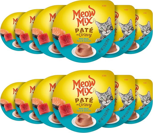 Meow Mix Paté in Gravy Wet Cat Food with Real Tuna & Salmon, 2.75 Ounce (Pack of 12)