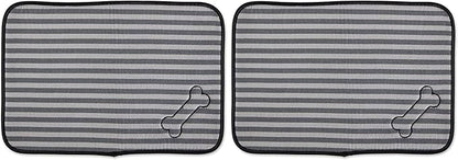 Bone Dry Machine Washable, Ultra Absorbent Pet Mat, 12x18, Gray Stripe (Pack of 2)